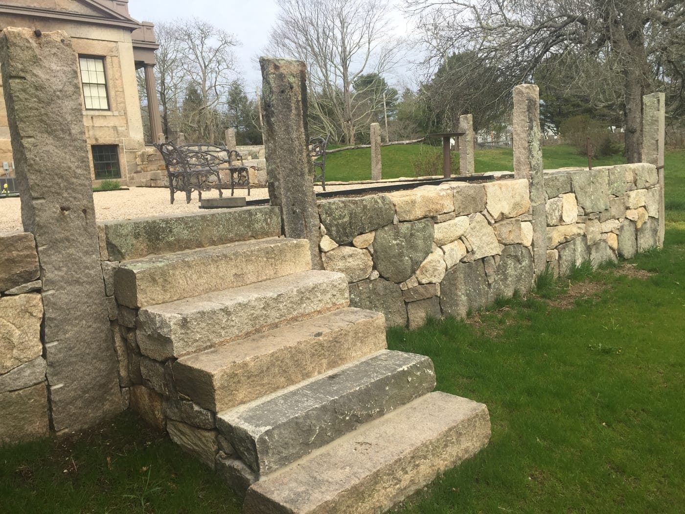Coastal fieldstone walls in Westport, MA
