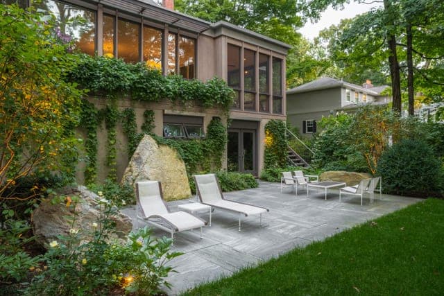 Stonework and garden detail in Wellesley, MA