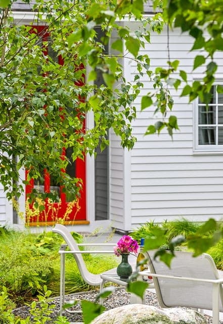 Entry landscape and plantings in Weston, MA